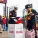 U.S. Marines with Marine Corps Base Quantico and Marine Corps Forces Reserve participate in the Toys for Tots toy drive at the Washington Commanders football game