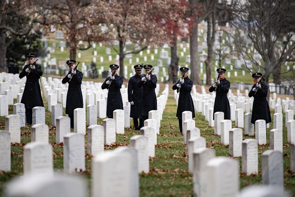 Military Funeral Honors with Funeral Escort are Conducted for U.S. Army Capt. George Terry in Memorial Section H