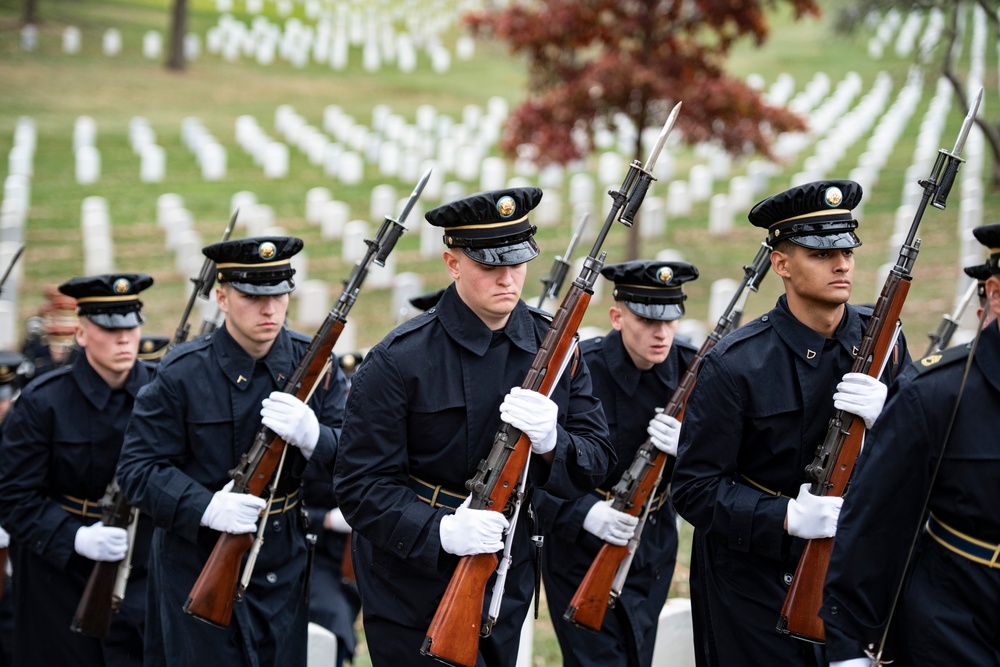 Military Funeral Honors with Funeral Escort are Conducted for U.S. Army Capt. George Terry in Memorial Section H