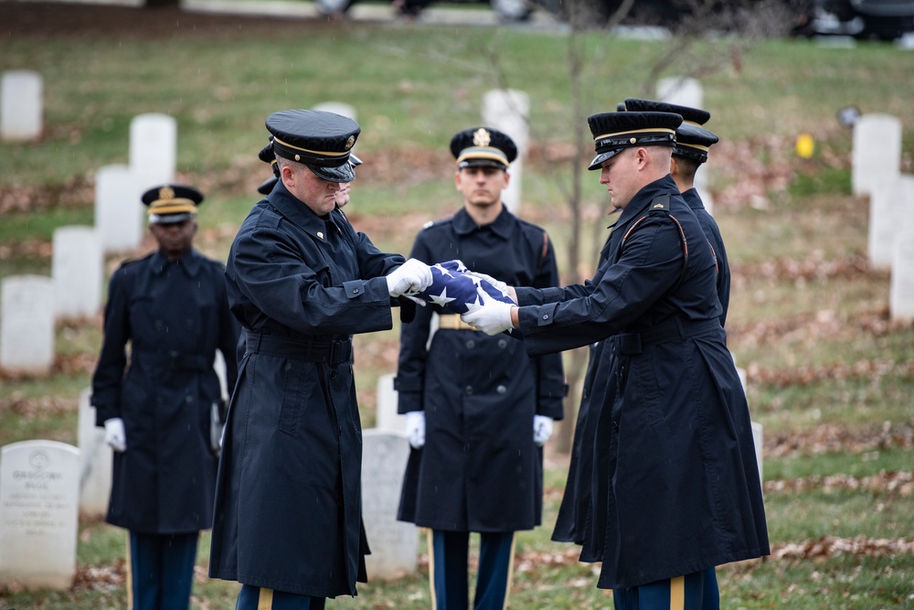 Military Funeral Honors with Funeral Escort are Conducted for U.S. Army Capt. George Terry in Memorial Section H