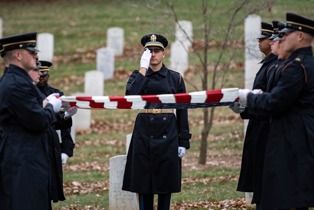 Military Funeral Honors with Funeral Escort are Conducted for U.S. Army Capt. George Terry in Memorial Section H