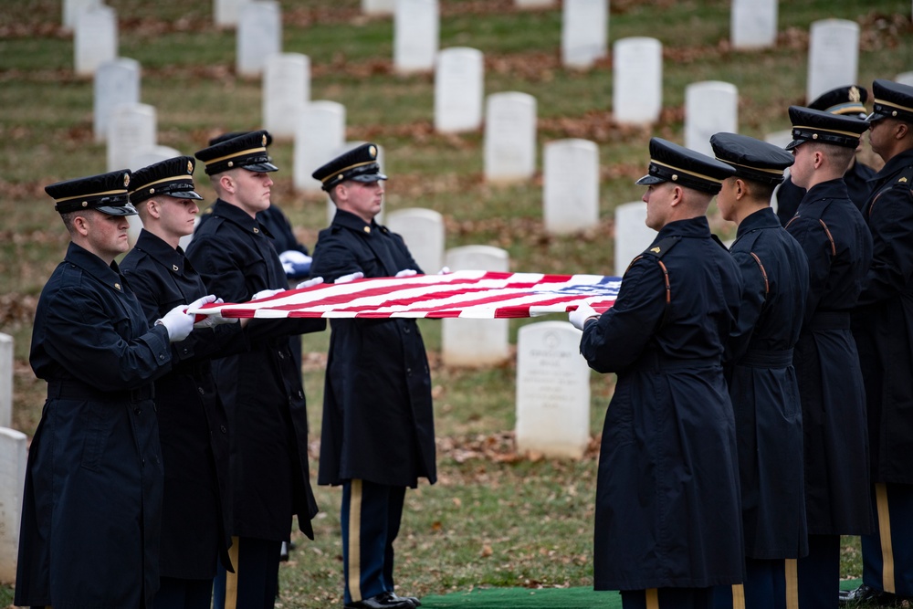 Military Funeral Honors with Funeral Escort are Conducted for U.S. Army Capt. George Terry in Memorial Section H