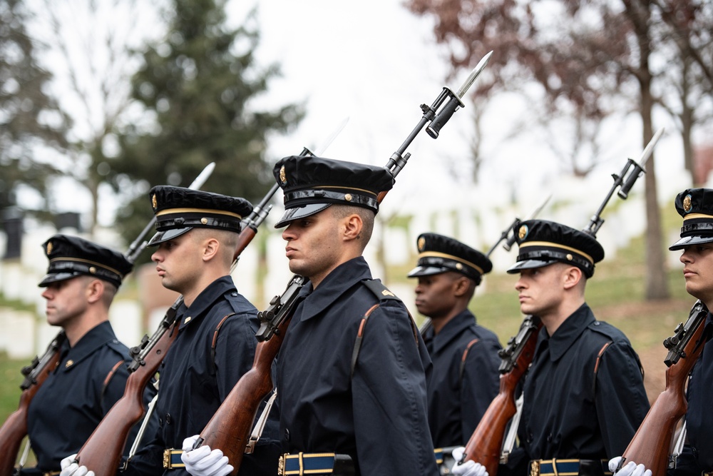 Military Funeral Honors with Funeral Escort are Conducted for U.S. Army Capt. George Terry in Memorial Section H