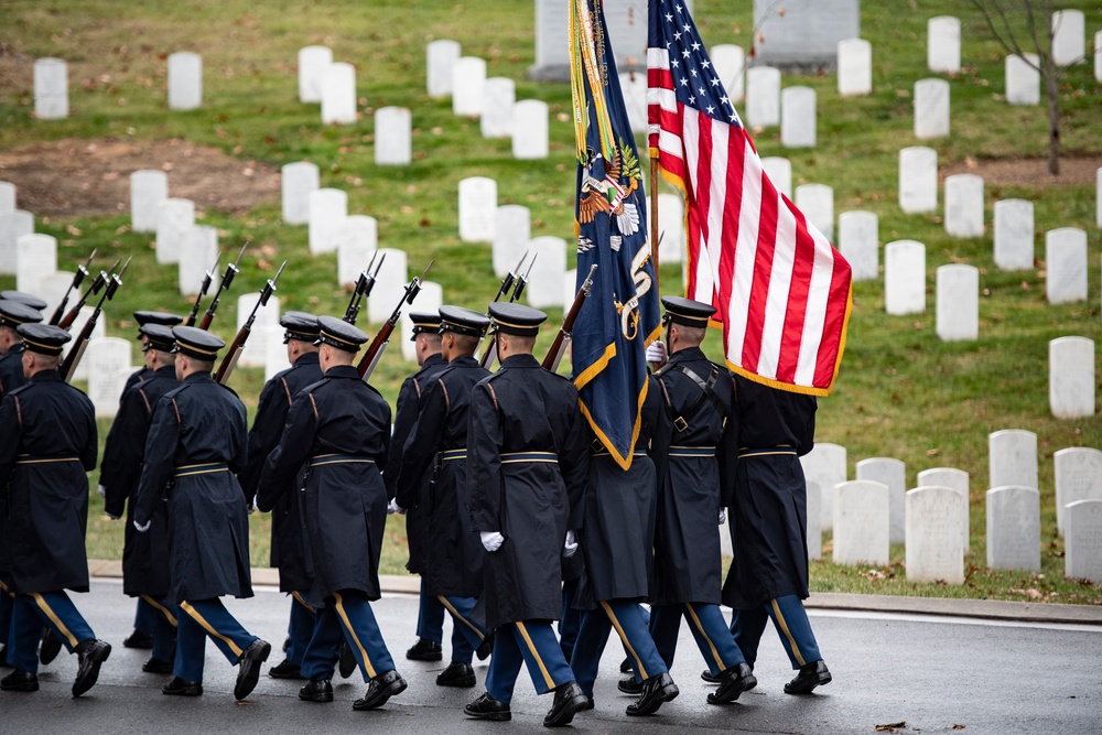 Military Funeral Honors with Funeral Escort are Conducted for U.S. Army Capt. George Terry in Memorial Section H