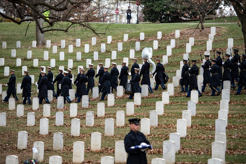 Military Funeral Honors with Funeral Escort are Conducted for U.S. Army Capt. George Terry in Memorial Section H