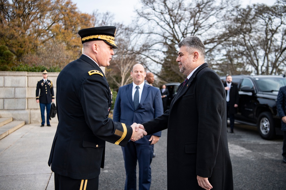 Prime Minister of Romania Marcel Ciolacu Visits Arlington National Cemetery