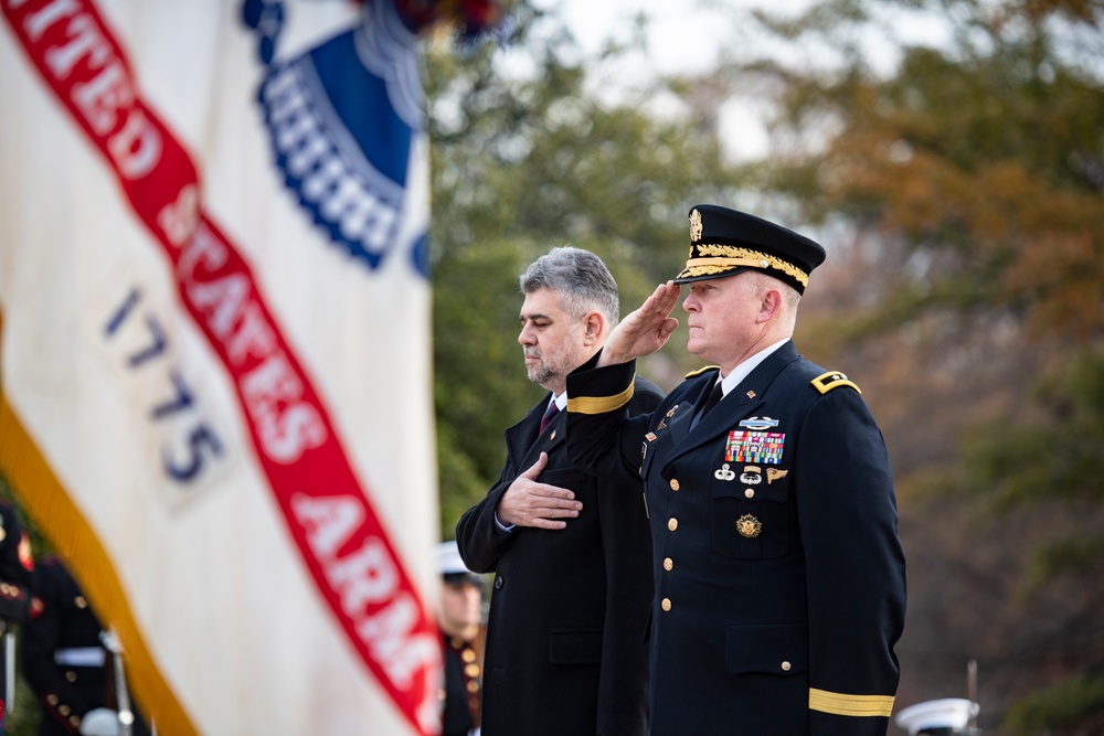 Prime Minister of Romania Marcel Ciolacu Visits Arlington National Cemetery