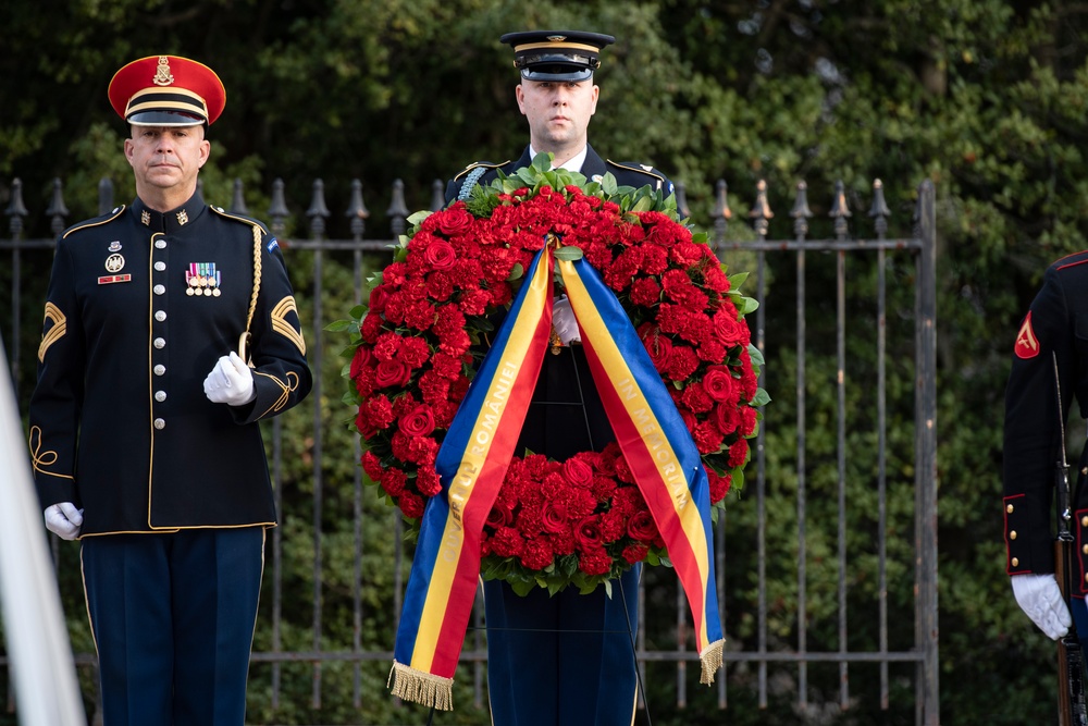 Prime Minister of Romania Marcel Ciolacu Visits Arlington National Cemetery