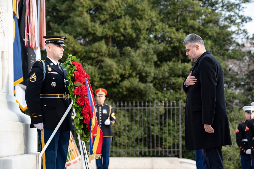 Prime Minister of Romania Marcel Ciolacu Visits Arlington National Cemetery