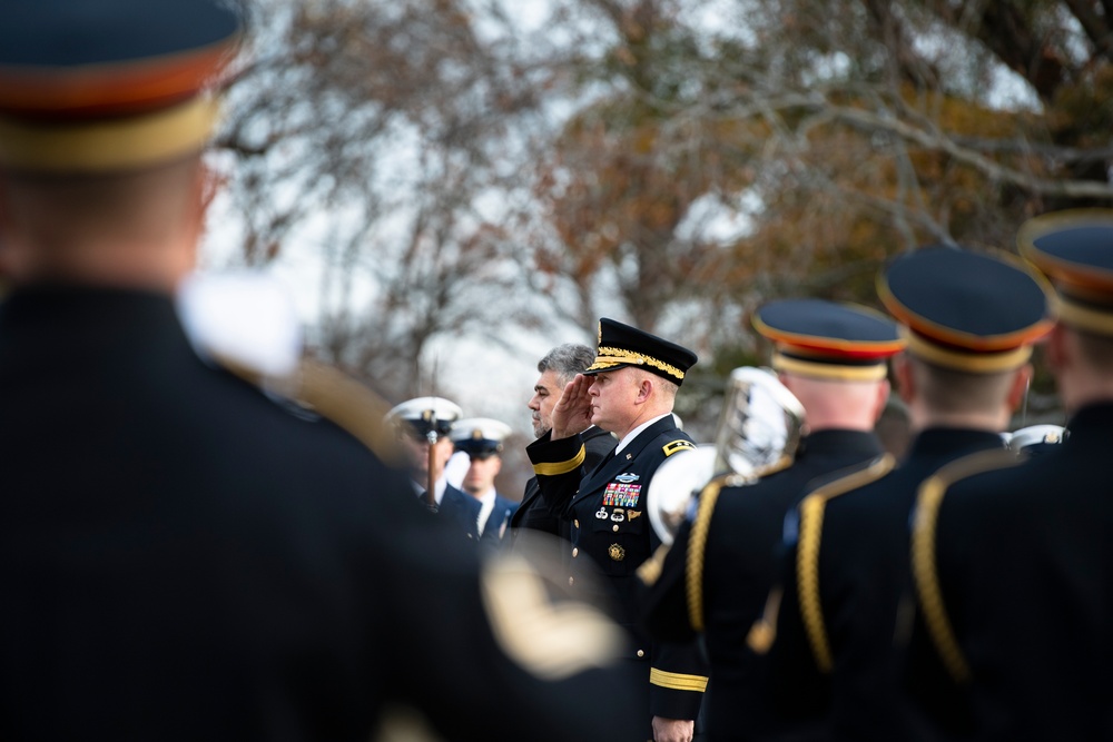 Prime Minister of Romania Marcel Ciolacu Visits Arlington National Cemetery