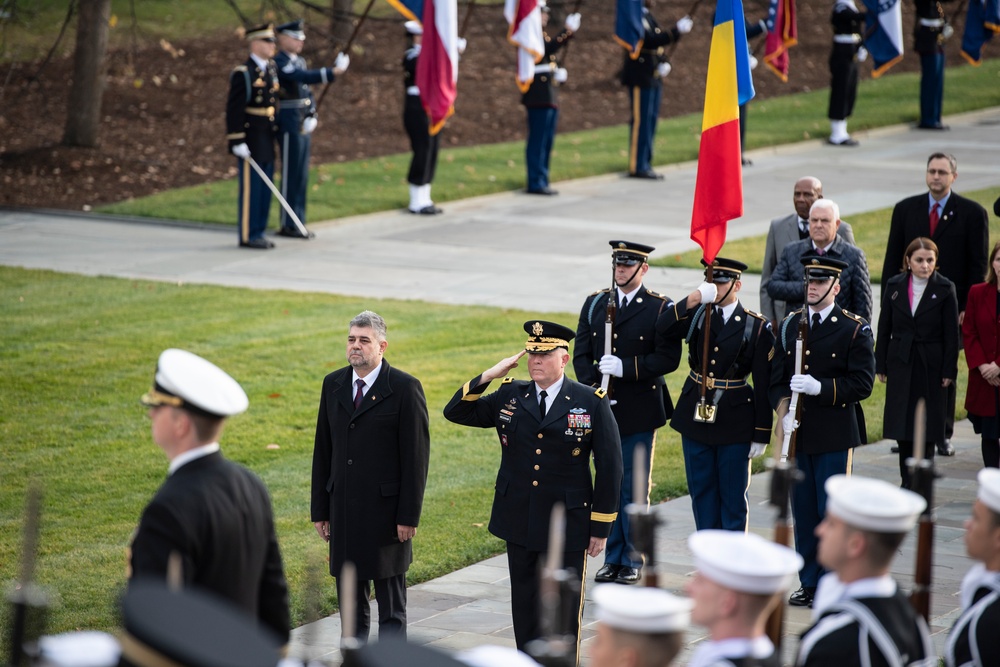 Prime Minister of Romania Marcel Ciolacu Visits Arlington National Cemetery