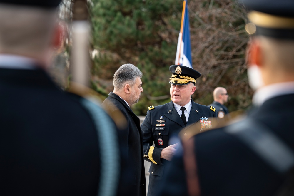 Prime Minister of Romania Marcel Ciolacu Visits Arlington National Cemetery