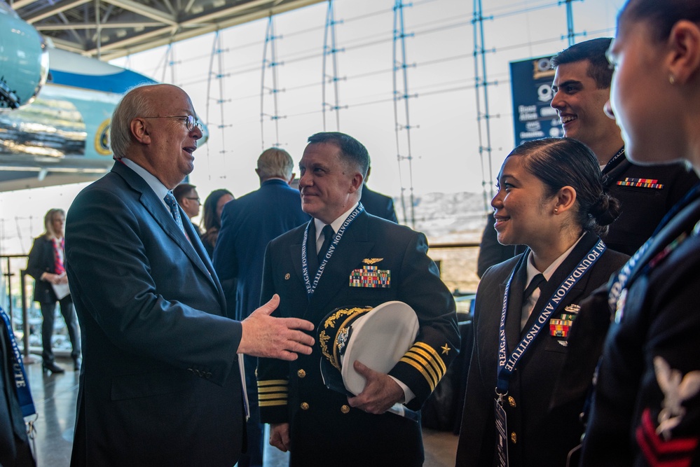 USS Ronald Reagan (CVN 76) Sailors participate in Reagan National Defense Forum