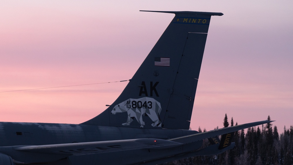 168th Refueling Wing performs Polar Bear Charge on Eielson Air Force Base