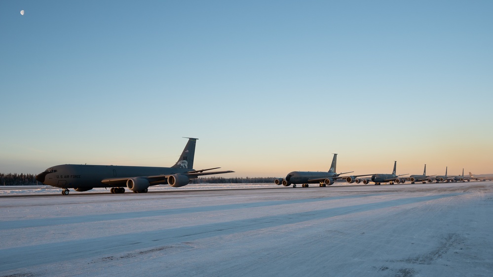 168th Refueling Wing performs Polar Bear Charge on Eielson Air Force Base