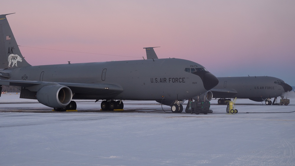 168th Refueling Wing performs Polar Bear Charge on Eielson Air Force Base