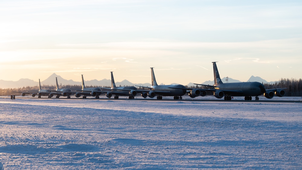 168th Refueling Wing performs Polar Bear Charge on Eielson Air Force Base