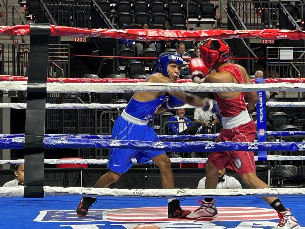 SPC Eli Lankford wins his opening bout in the 2024 U.S. Olympic Team Trials for Boxing