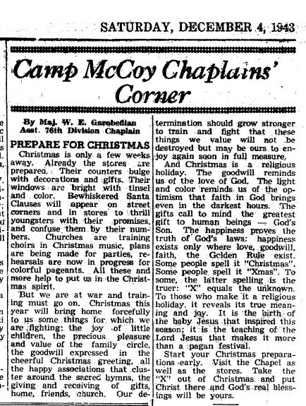 This Month in Fort McCoy History — December