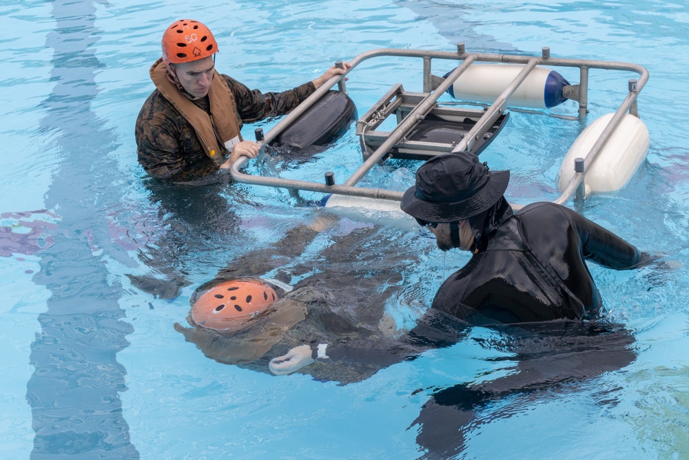 U.S. Marines from III Marine Expeditionary Force conduct Underwater Egress Training