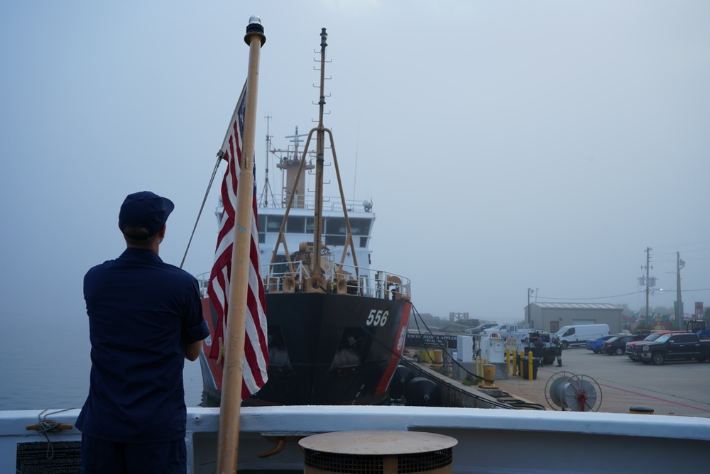 Half masting of national ensign for Rear Adm. Norman Saunders