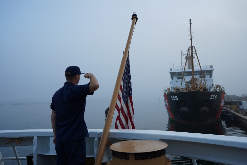 Half masting of national ensign for Rear Adm. Norman Saunders