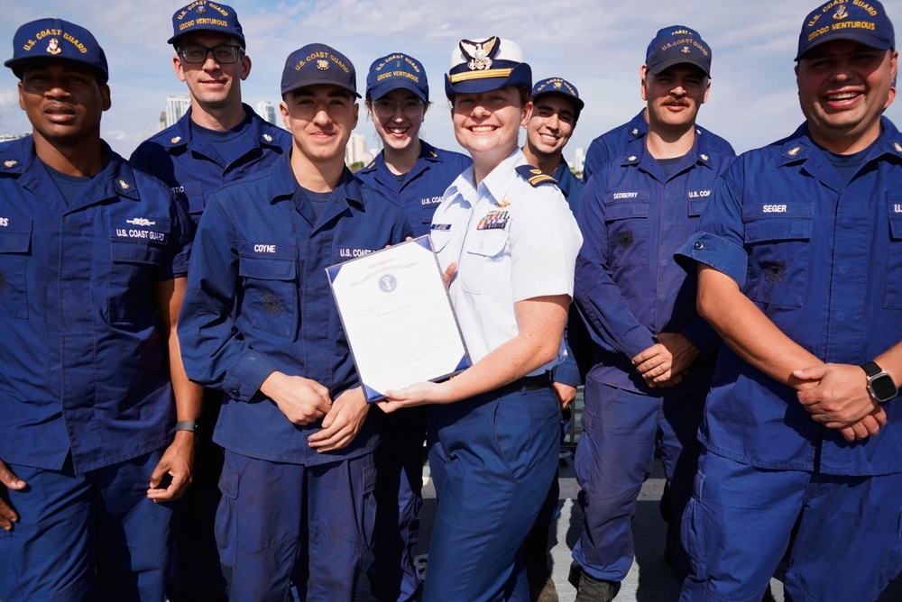 U.S. Coast Guard Cutter Venturous holds promotion ceremony