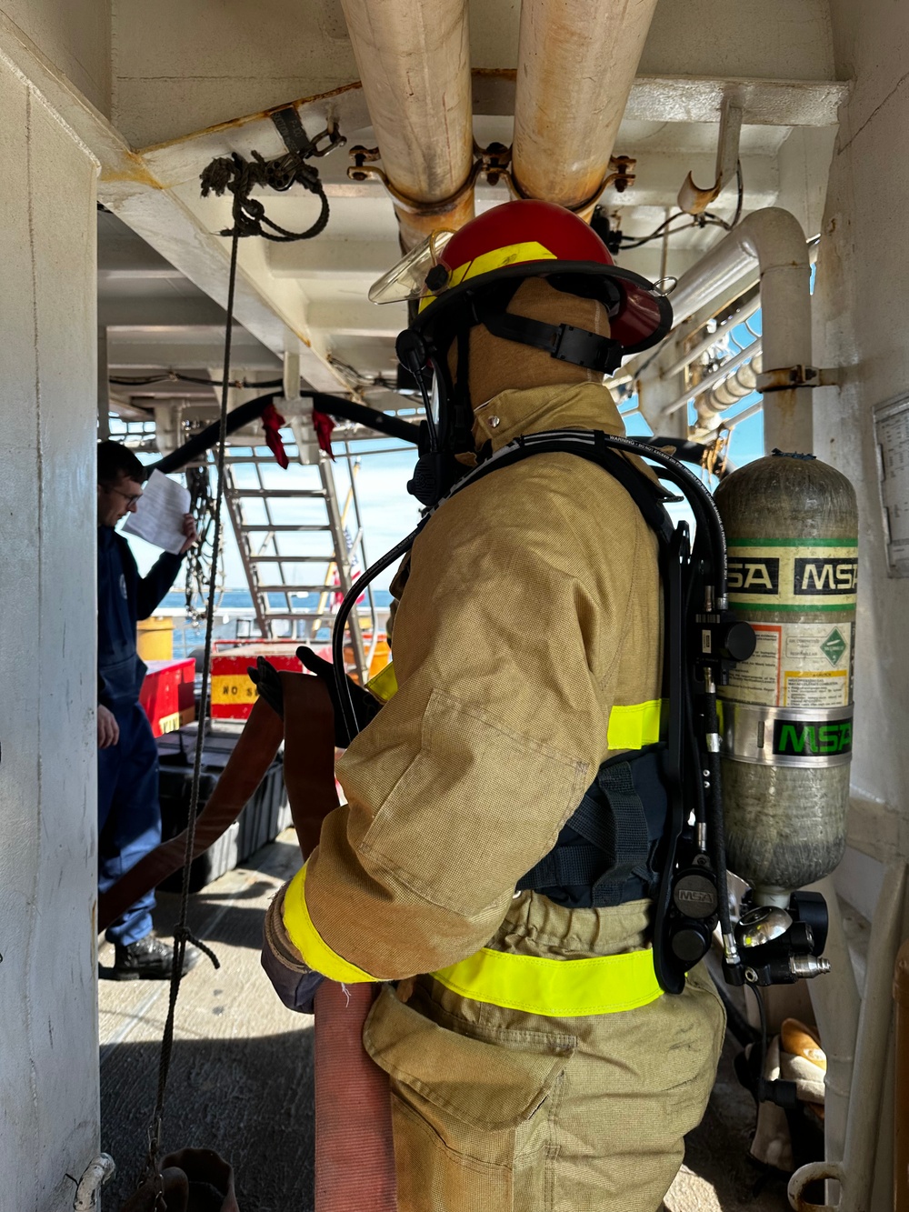 U.S. Coast Guard Cutter Venturous conducts damage control drill