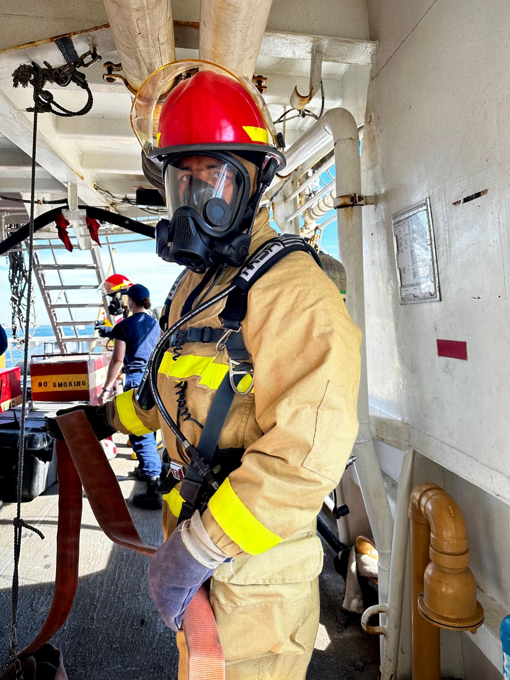 U.S. Coast Guard Cutter Venturous conducts damage control drill