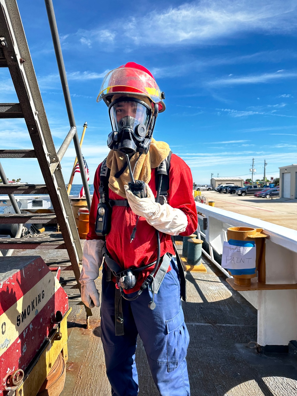 U.S. Coast Guard Cutter Venturous conducts damage control drill