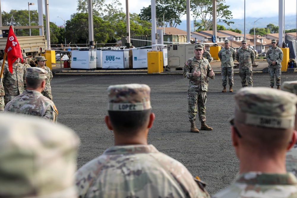 84th Engineer Battalion, 130th Engineer Brigade is awarded with a Chief of Staff Army Award for Maintenance Excellence placard.