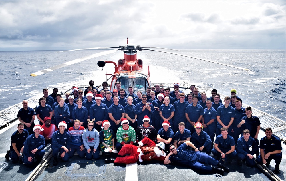 U.S. Coast Guard Cutter Seneca celebrates the holidays underway
