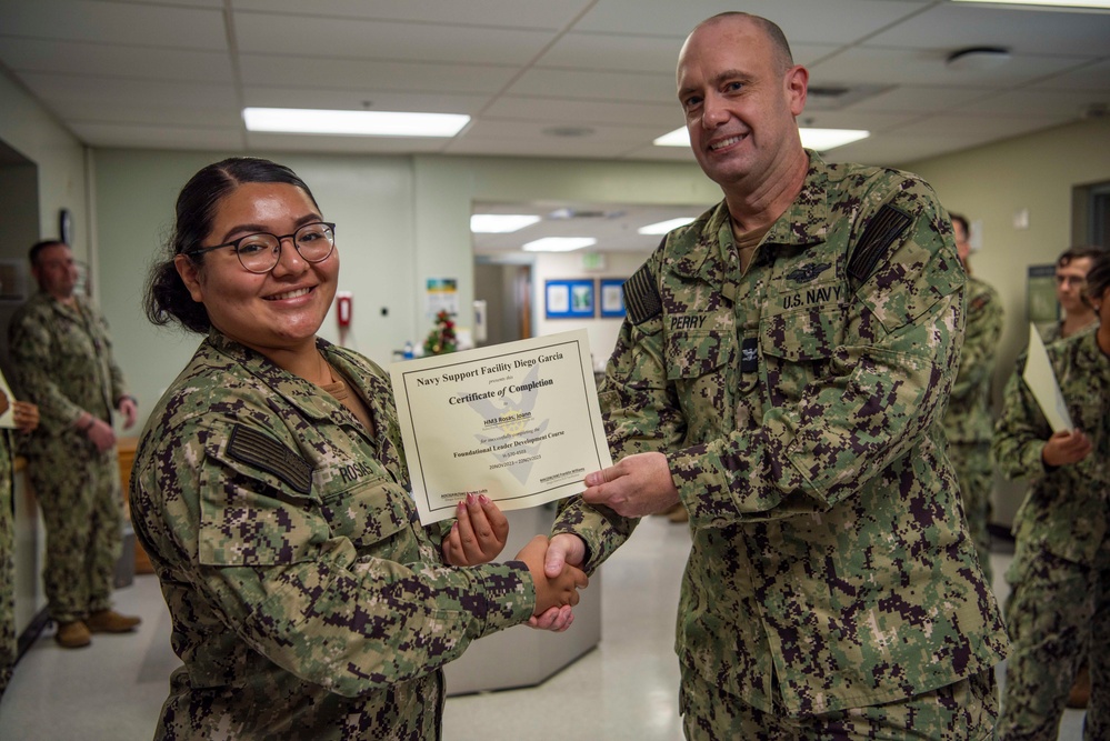 Director for Branch Clinics for NMRTC Capt. Johvin Perry visits NMRTU Diego Garcia