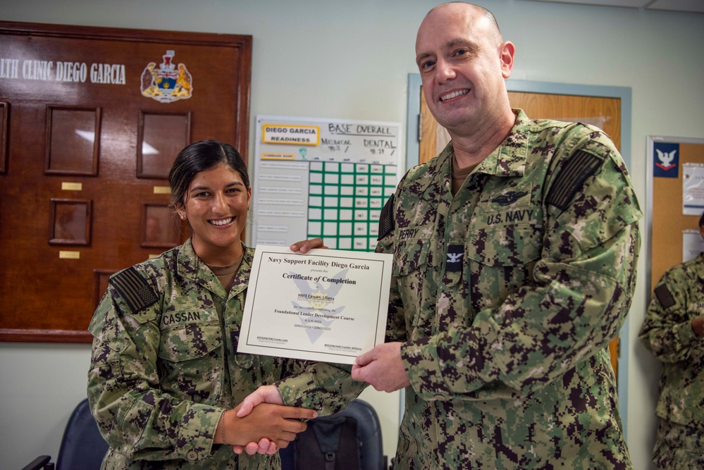 Director for Branch Clinics for NMRTC Capt. Johvin Perry visits NMRTU Diego Garcia