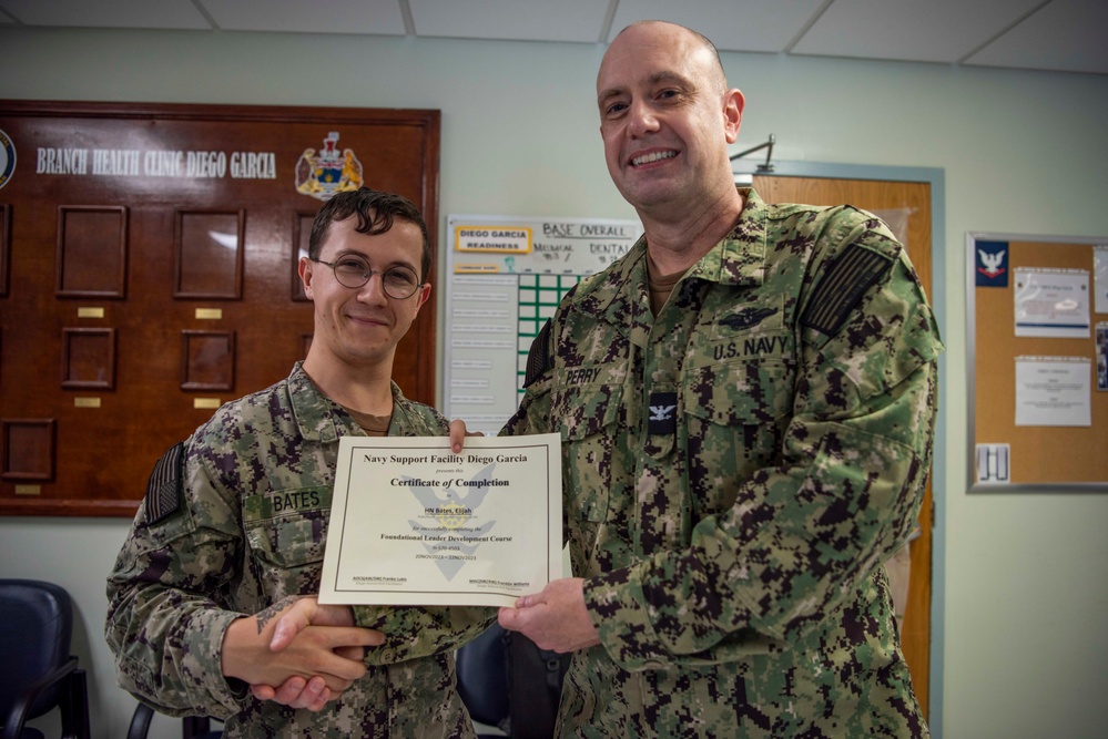 Director for Branch Clinics for NMRTC Capt. Johvin Perry visits NMRTU Diego Garcia