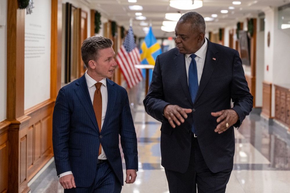 Secretary Austin hosts Swedish Defense Minister Pål Jonson