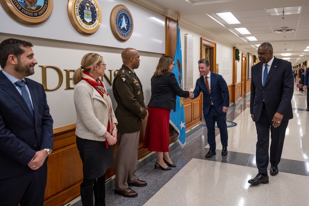 Secretary Austin hosts Swedish Defense Minister Pål Jonson