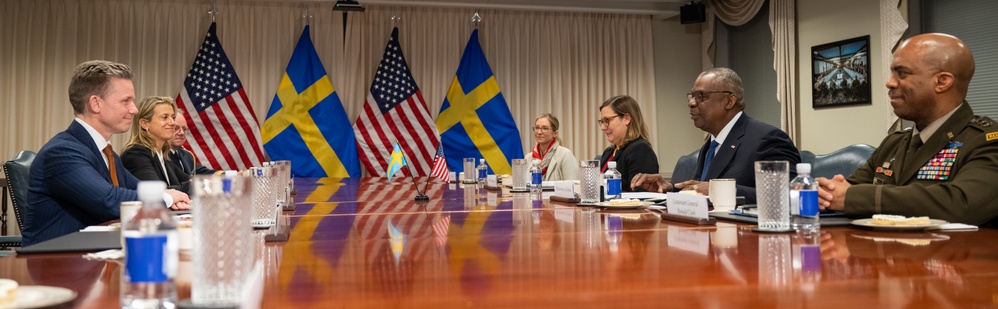 Secretary Austin hosts Swedish Defense Minister Pål Jonson