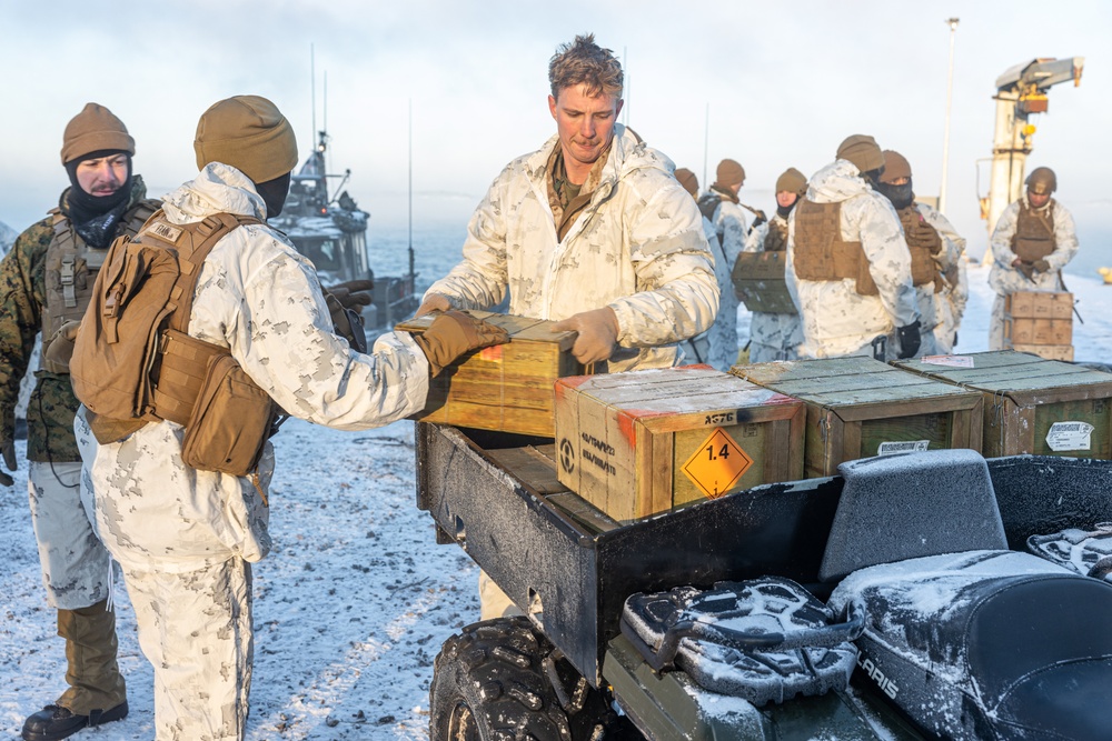 Marines Assigned to Combat Logistics Battalion 6 Conduct a Live Fire Machine Gun Range in Finland