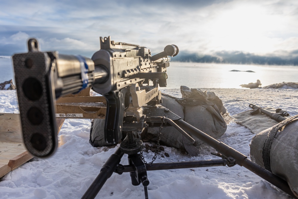 Marines Assigned to Combat Logistics Battalion 6 Conduct a Live Fire Machine Gun Range in Finland