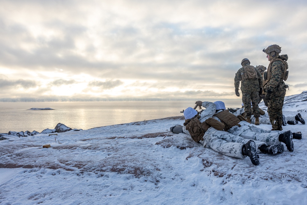 Marines Assigned to Combat Logistics Battalion 6 Conduct a Live Fire Machine Gun Range in Finland