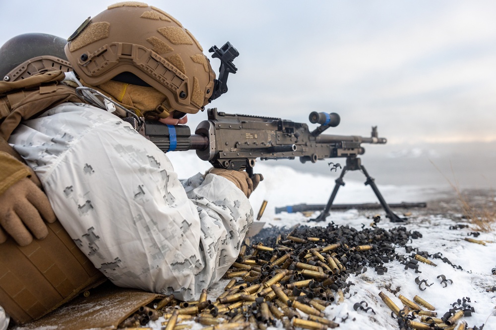 Marines Assigned to Combat Logistics Battalion 6 Conduct a Live Fire Machine Gun Range in Finland