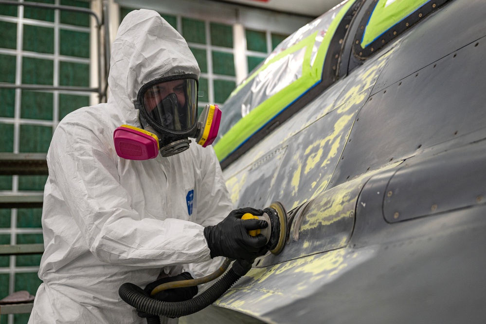 926th Wing F-16 Aggressor gets new paint job