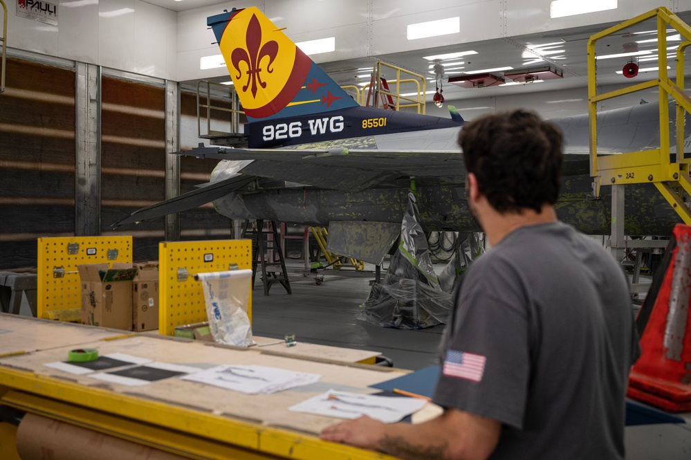 926th Wing F-16 Aggressor gets new paint job