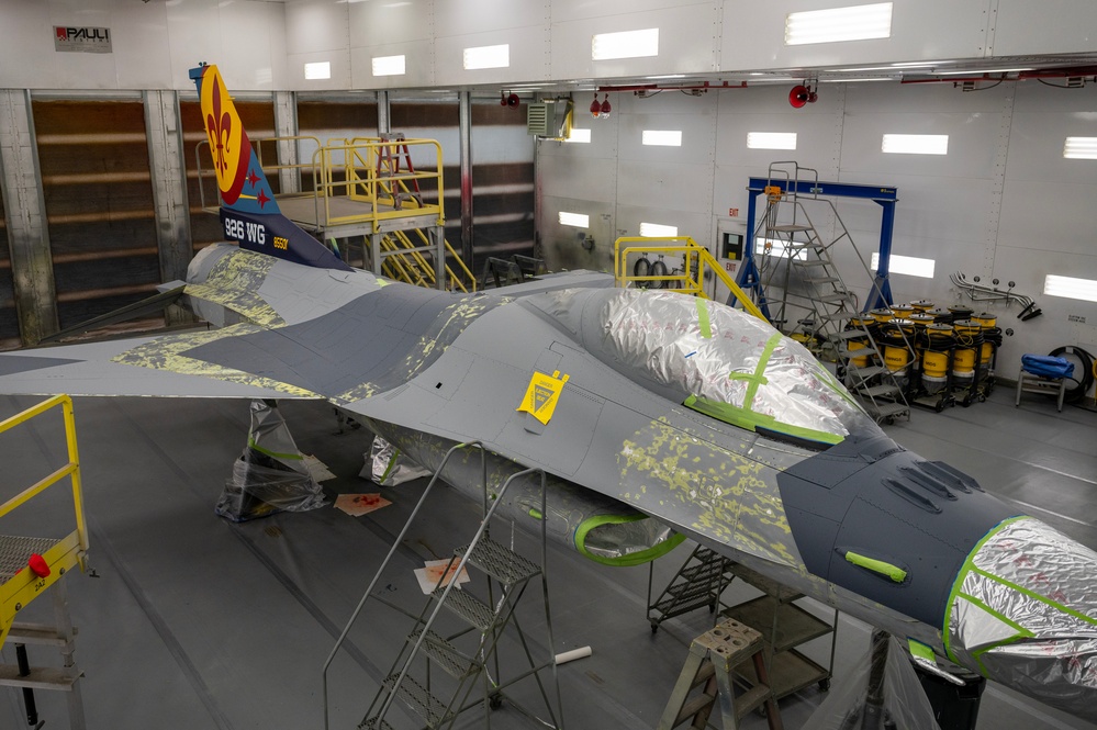 926th Wing F-16 Aggressor gets new paint job