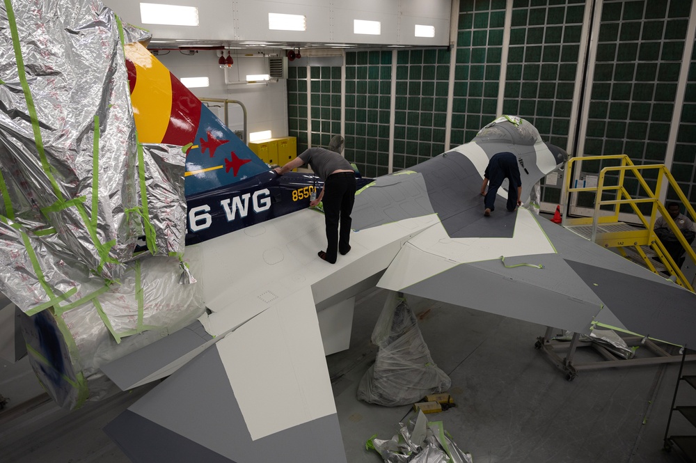 926th Wing F-16 Aggressor gets new paint job