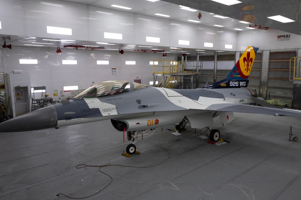 926th Wing F-16 Aggressor gets new paint job