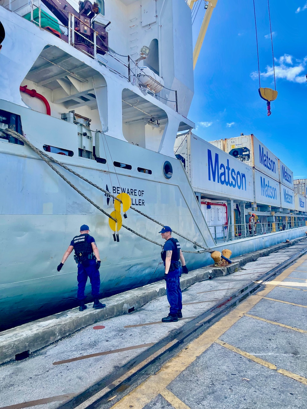 U.S. Coast Guard conducts security boarding of cargo vessel in Guam