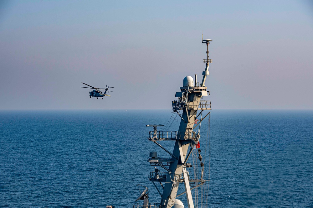 U.S. Navy Explosive Ordnance Disposal Technicians Conduct Helicopter Rope Suspension Drills