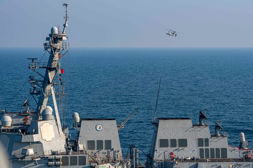 U.S. Navy Explosive Ordnance Disposal Technicians Conduct Helicopter Rope Suspension Drills